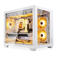 Gabinete Gamer Segotep Lumi II, Mini Tower, M-ATX, Lateral e Frontal em Vidro Temperado, branco - SEG-CASE-LUMI2W-WW