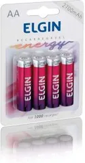 Pilha Recarregável Ni-Mh Aa-2700Mah Blister Com 4 Pilhas, Elgin, Baterias R$48