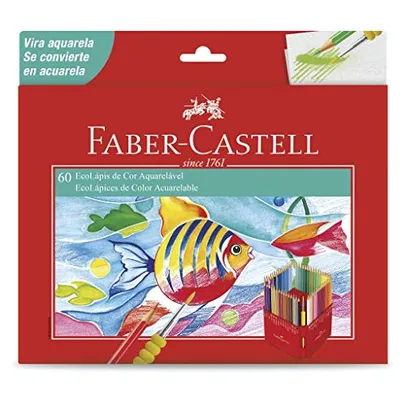 Lápis de Cor Aquarelável, Faber-Castell, EcoLápis, 120260G, 60 Cores