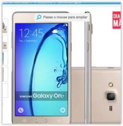 [Submarino] Smartphone Samsung Galaxy On7 Dual Chip Desbloqueado Android 5.1 Tela 5.5" 8GB 4G 13MP - Dourado por R$ 726