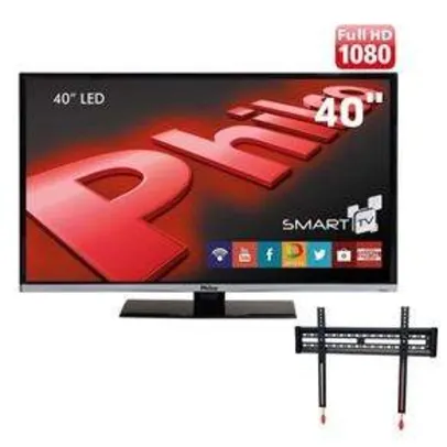 [Ponto Frio] Smart TV LED 40" Full HD Philco PH40B28DSGW + Suporte Fixo de Parede ELG E600 New por R$ 1135