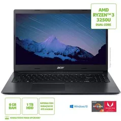 Notebook Acer Aspire 3 A315-23-R6Dj AMD Ryzen 3 2.6Ghz Até 3.5Ghz | R$ 2929