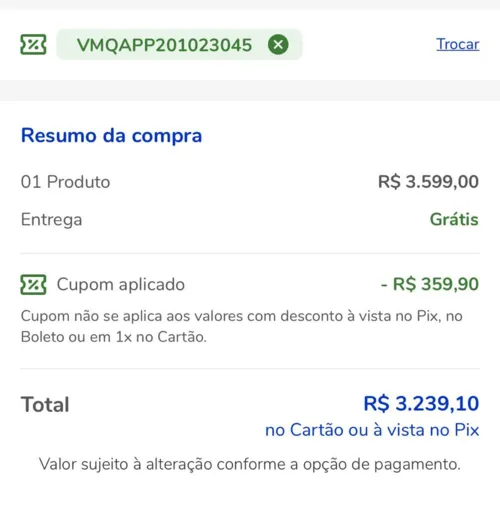 Imagem na descrição da promoção