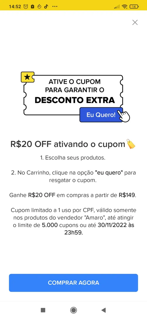 Imagem na descrição da promoção