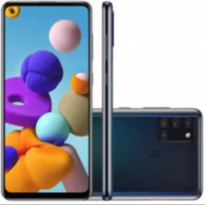 [Plano Claro -$200] Samsung Galaxy A21S 64GB 4GB RAM Tela 6.5' Android 10 Octa Core Preto - R$1115