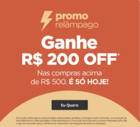 APP - R$ 200 de desconto acima de R$500 na Camicado