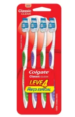 Escova Dental Colgate Classic Clean, Macia, 4 Unidades, Cores sortidas