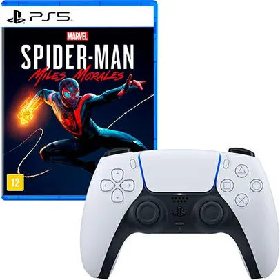 Saindo por R$ 599,9: Controle Dualsense Playstation 5 Ps5 + Game Marvel's Spider-Man: Miles Morales Ps5 | R$600 | Pelando