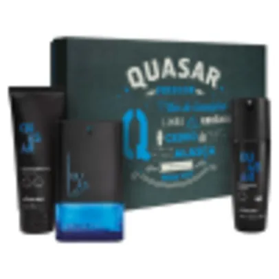 Kit Presente Quasar: Desodorante Colônia 100ml + Gel Após Barba 110g + Body Spray 100ml | R$121