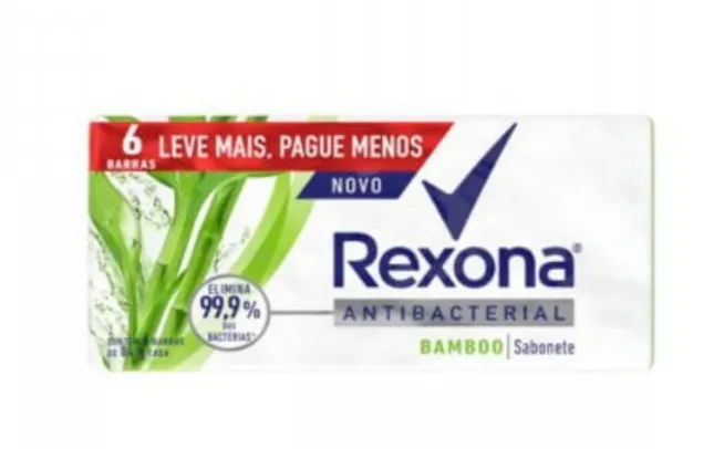 3 Kit Sabonete em Barra Rexona Antibacterial Bamboo | R$1,13 a unid 6.80 cada kit