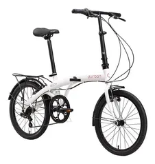 Bicicleta  plegable Durban Eco+ aro 20 6v freios v-brakes câmbio Sunrace M2T cor branco com descanso