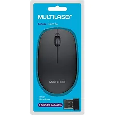 Multilaser MO251 - Mouse Sem Fio 2.4 Ghz 1200 DPI Usb, Preto, normal | R$24