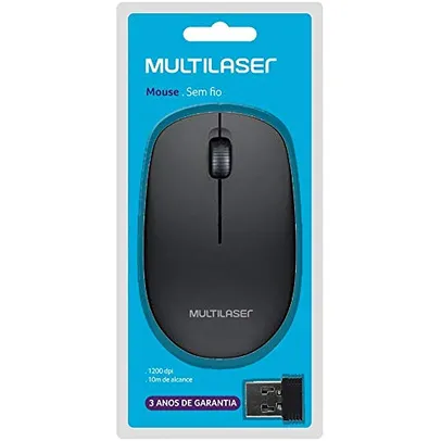 Multilaser MO251 - Mouse Sem Fio 2.4 Ghz 1200 DPI Usb, Preto, normal | R$24