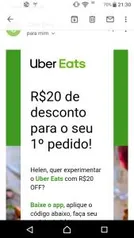 [Usuários Selecionados] R$ 20 OFF no primeiro pedido