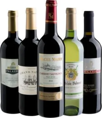 Kit de 5 vinhos 70% OFF da Evino - R$160