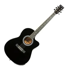 Violão Auburn Music Folk Cutway Preto Cordas De Aço Com Equalizador E Afinador