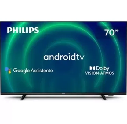 Smart TV LED 70 Philips 70PUG7406/78 4K UHD Android com Wi-Fi, 2 USB, 4 HDMI, Dolby Vision e Atmos, 60Hz