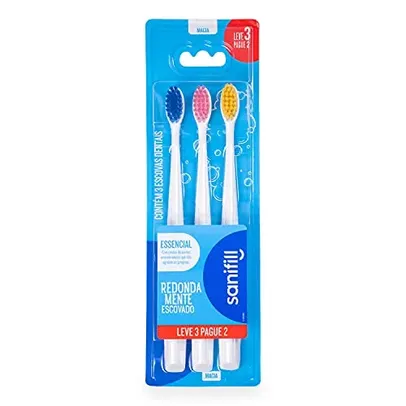 [R$ 9,50 SUPER] Escova de Dente Sanifill Essencial Leve 3 pague 2 - Cerdas Macias – Cores sortidas, Sanifill