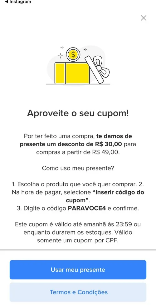 Imagem na descrição da promoção