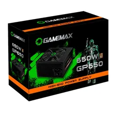 Fonte ATX 650W Gamer GP650 Real 80 Plus Bronze PFC Ativo Preta Gamemax | R$282