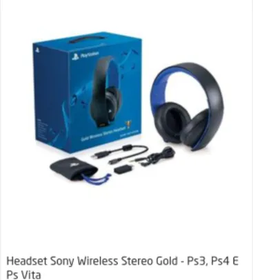 Headset Sony Wireless Stereo Gold 7.1 PS3 PS4 PS Vita por R$ 490