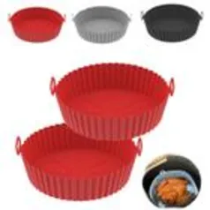 Forma Cesto de Silicone Para Air Fryer Fritadeira Elétrica Micro-ondas Forno Com Alça 19cm