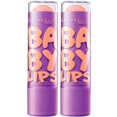 [Sou Barato] Kit Maybelline com 2 Hidratantes Labiais Baby Lips com FPS 20 - Peach Kiss por R$12
