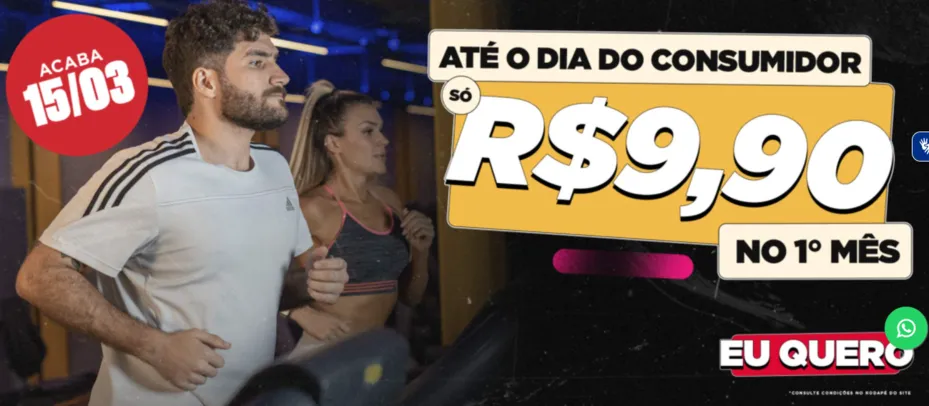 1° mês R$9,90 no plano Smart ou Black! na Smart Fit 