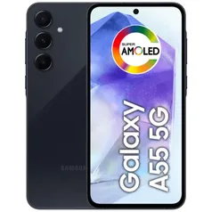 [SELECIONADOS/CC MERCADO PAGO] Smartphone Samsung Galaxy A55 5G 128GB 8GB RAM, Tela 6.6 Super AMOLED 120Hz, Áudio Estéreo Dolby, NFC, e-SIM, IP67