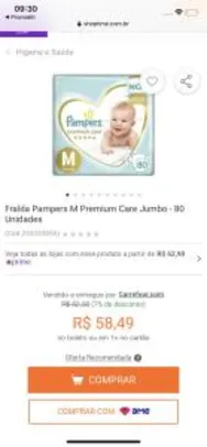 Fralda Pampers M Premium Care Jumbo - 80 Unidades