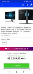 Monitor Gamer Curvo Samsung Odyssey 27'' WQHD, 240Hz série G7