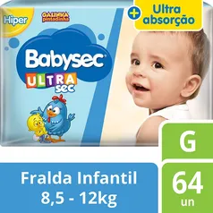 Fraldas descartáveis Babysec Ultrasec Galinha Pintadinha, 64 Unidades - Tamanho G