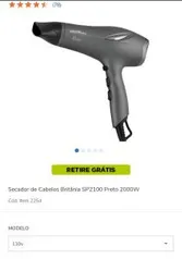 Secador de Cabelos Britânia SP2100 Preto 2000W | R$70