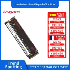 (2 unidades 512gb) SSD Asgard Pcie3.0 M.2 Nvme 512gb An3.0 3000mb/s