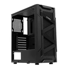 GABINETE GAMER MANCER KEVLAR, MID-TOWER, LATERAL DE VIDRO, COM 3 FANS, PRETO, MCR-KVR-BLKF01