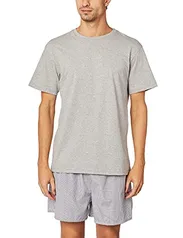 Duomo Pijama Conjunto de Camiseta e Shorts, Masculino, Cinza (Mescla), M e G