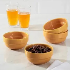 Conjunto de Tigelas em Cerâmica Refratária 4 Peças 14 cm Amarela - La Cuisine - R$10,00