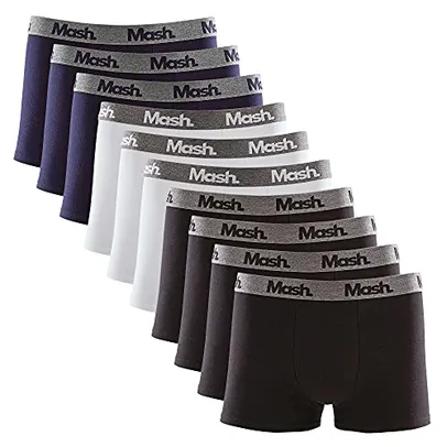 Kit 10 Cuecas Boxer Algodão, Mash, Masculino