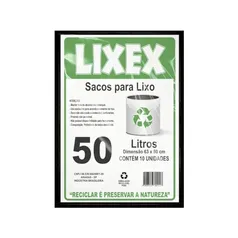 Saco de Lixo Lixex - 50 Litros - 10 unidades - Pacote