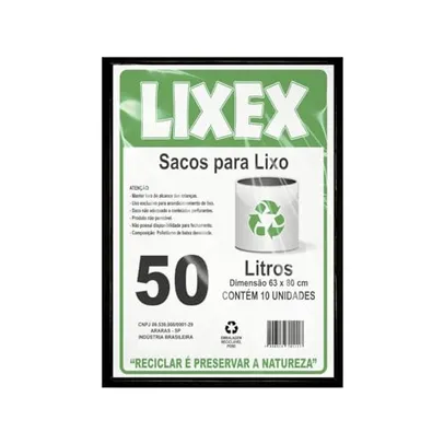 Saco de Lixo Lixex - 50 Litros - 10 unidades - Pacote