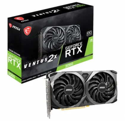 Placa de Vídeo MSI NVIDIA GeForce RTX 3060 VENTUS 2X OC, LHR, 8GB GDDR6, DLSS, Ray Tracing