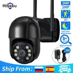 Câmera inteligente WiFi PTZ Hiseeu, Com Zoom digital 5x, Detecção de movimento Humano, Visão noturna