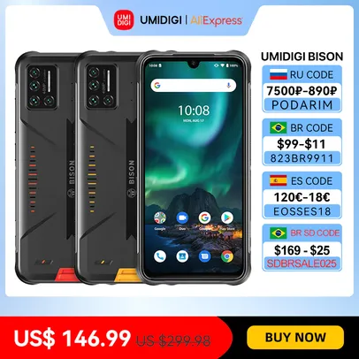 Smartphone UMIDIGI BISON IP68/IP69K 6gb + 128gb 6.3 "FHD / NFC Android 11