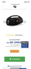 Caixa de Som JBL Boombox 60W Bluetooth à Prova D'água Preta | R$ 1999