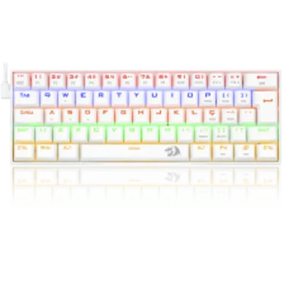 Teclado Gamer Mecânico Redragon Lakshmi Lunar White, Rainbow, Switch Brown, ABNT2, K606W-R