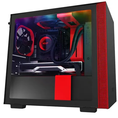 Gabinete Gamer NZXT H210i, Mini Tower, Vidro Temperado, Red, Sem Fonte, Com 2 Fans, CA-H210I-BR