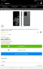 [Cliente Ouro+ App] Smartphone Samsung Galaxy S20 Ultra 128GB Cosmic - Gray R$4499