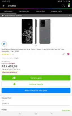 Saindo por R$ 4499: [Cliente Ouro+ App] Smartphone Samsung Galaxy S20 Ultra 128GB Cosmic - Gray R$4499 | Pelando