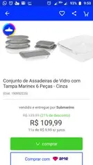 [R$99 com AME] Refratários Marinex 6 peças cinza | R$110