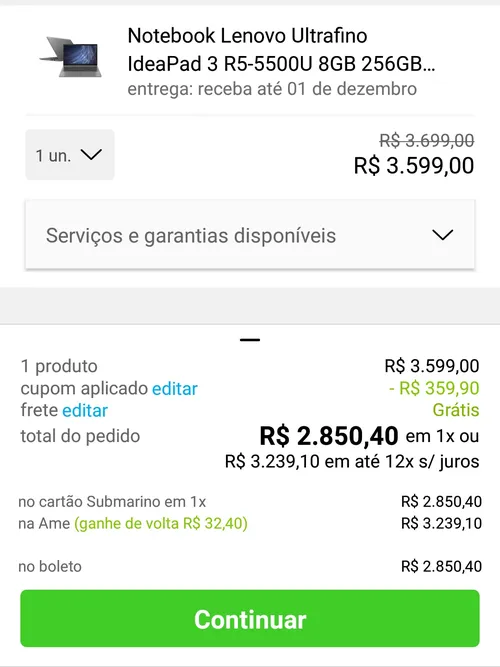 Imagem na descrição da promoção